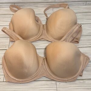 Wacoal 36D Bra Lot of 2 Nude T Shirt Bra Underwire Smooth Cup Style 853192